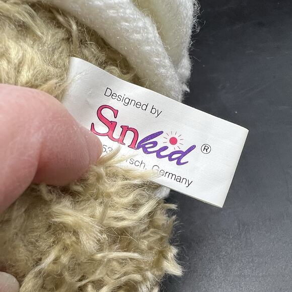 Vintage Sunkid Teddy Bear 11" Stuffed Plush Animal Germany Plaid Scarf Sweater - Picture 7 of 16